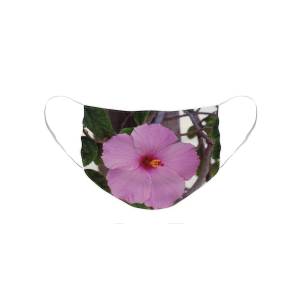 Pink hibiscus photo on face mask.