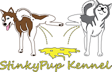 StinkyPup Kennel logo with two dogs