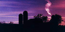 New York farm with purple sky