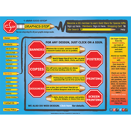 Graphics Stop website mockup page 3
