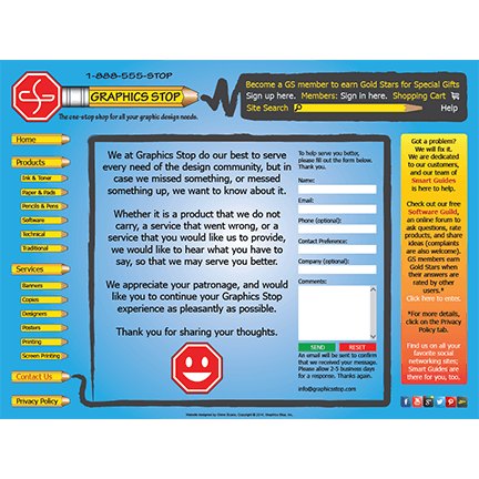 Graphics Stop website mockup page 4